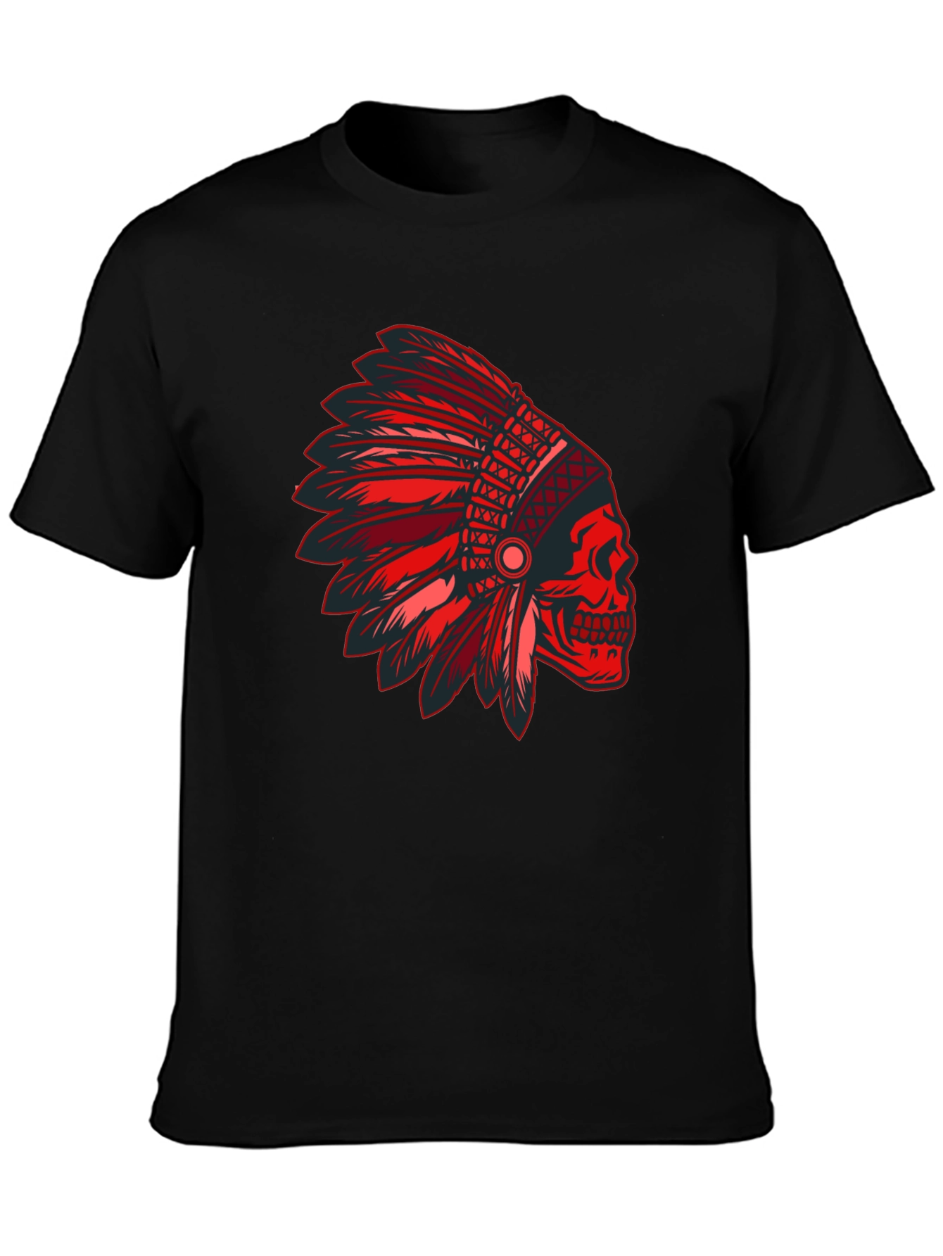 Red Skull Indian Headdress Graphic T-Shirt