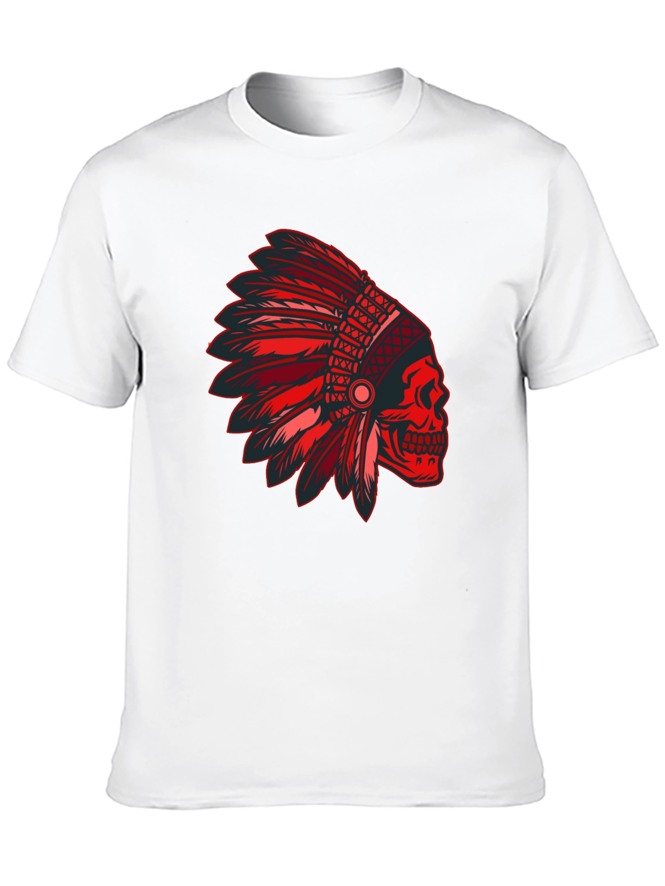 Red Skull Indian Headdress Graphic T-Shirt