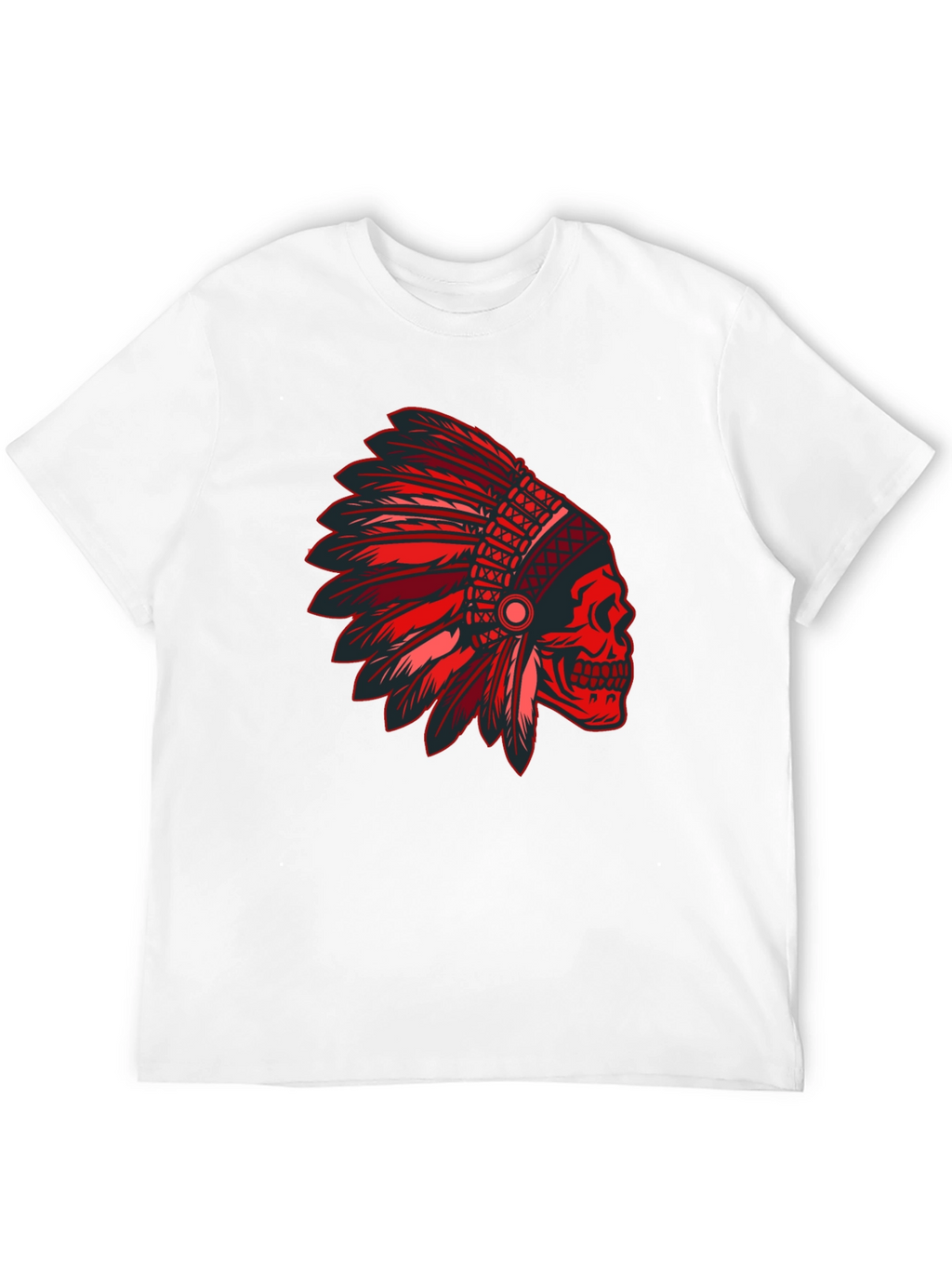 Red Skull Indian Headdress Graphic T-Shirt
