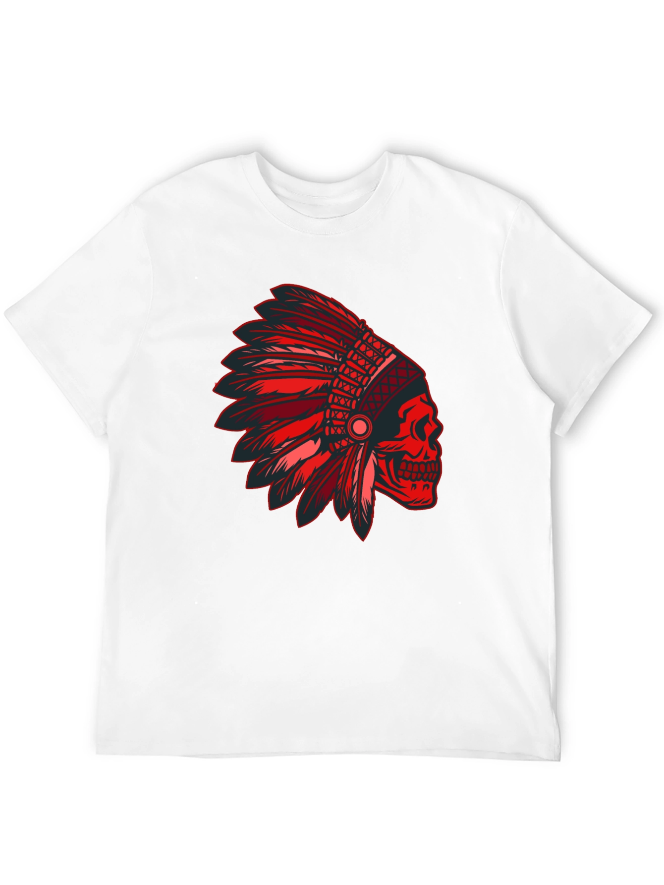 Red Skull Indian Headdress Graphic T-Shirt