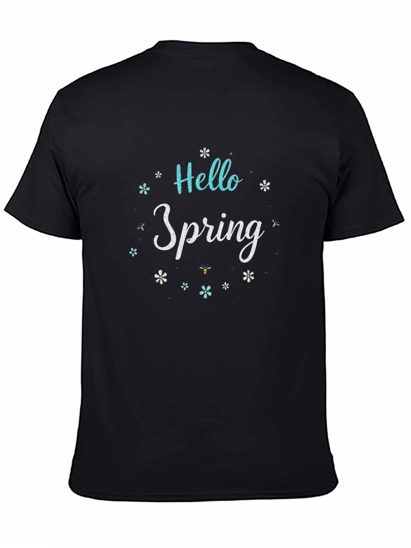 Hello Spring Black Graphic Tee for Men