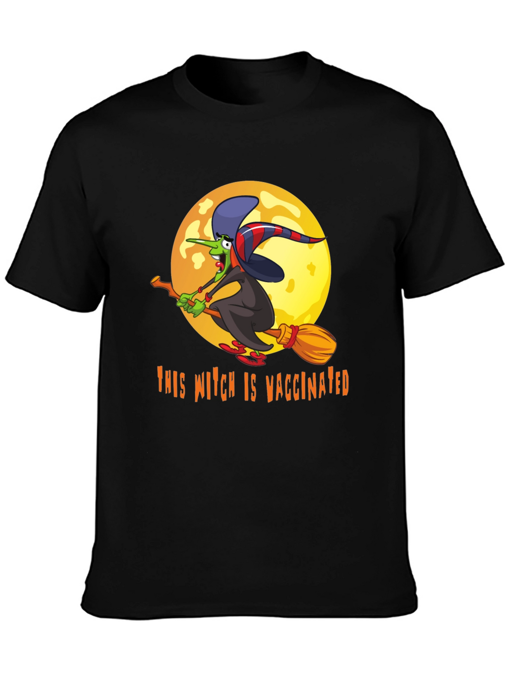 Vaccinated Witch T-Shirt - Halloween Design