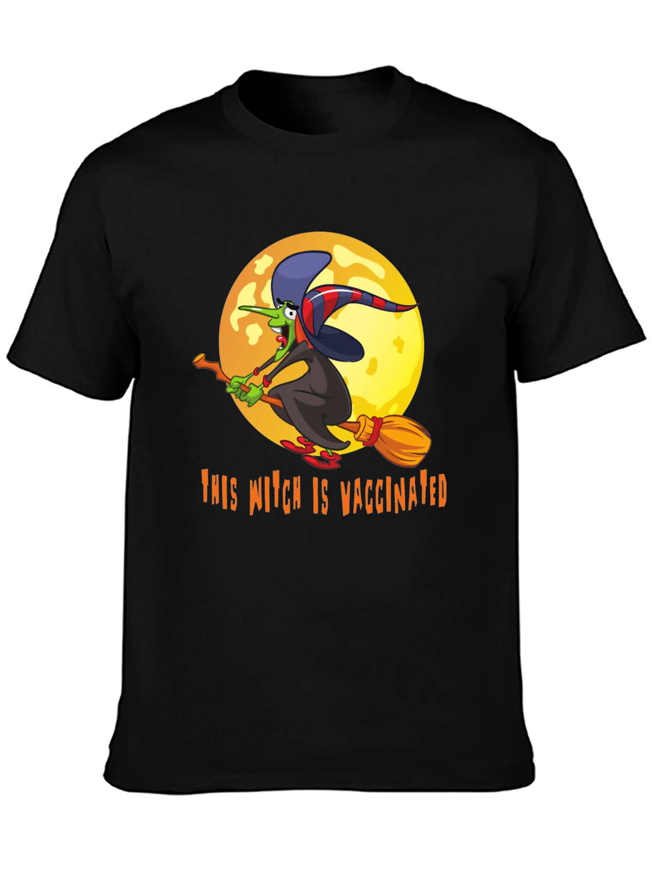 Vaccinated Witch T-Shirt - Halloween Design