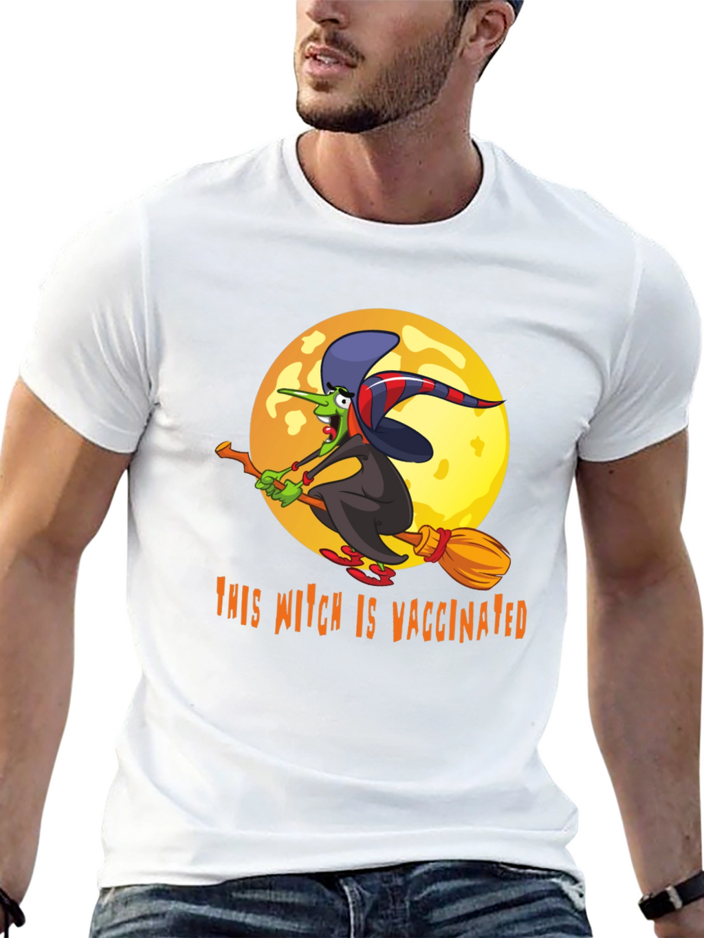 Vaccinated Witch T-Shirt - Halloween Design