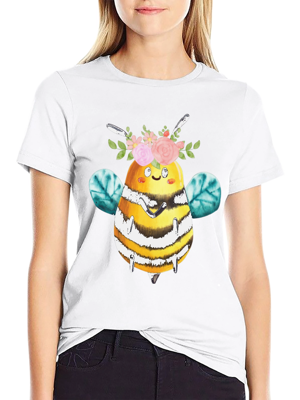 Cute Bee with Floral Crown T-Shirt