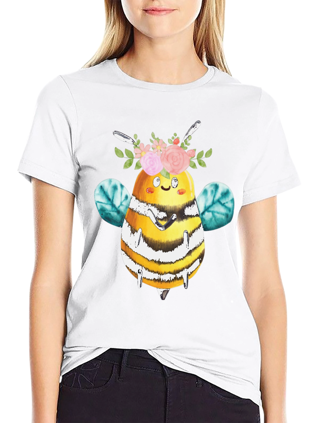Cute Bee with Floral Crown T-Shirt