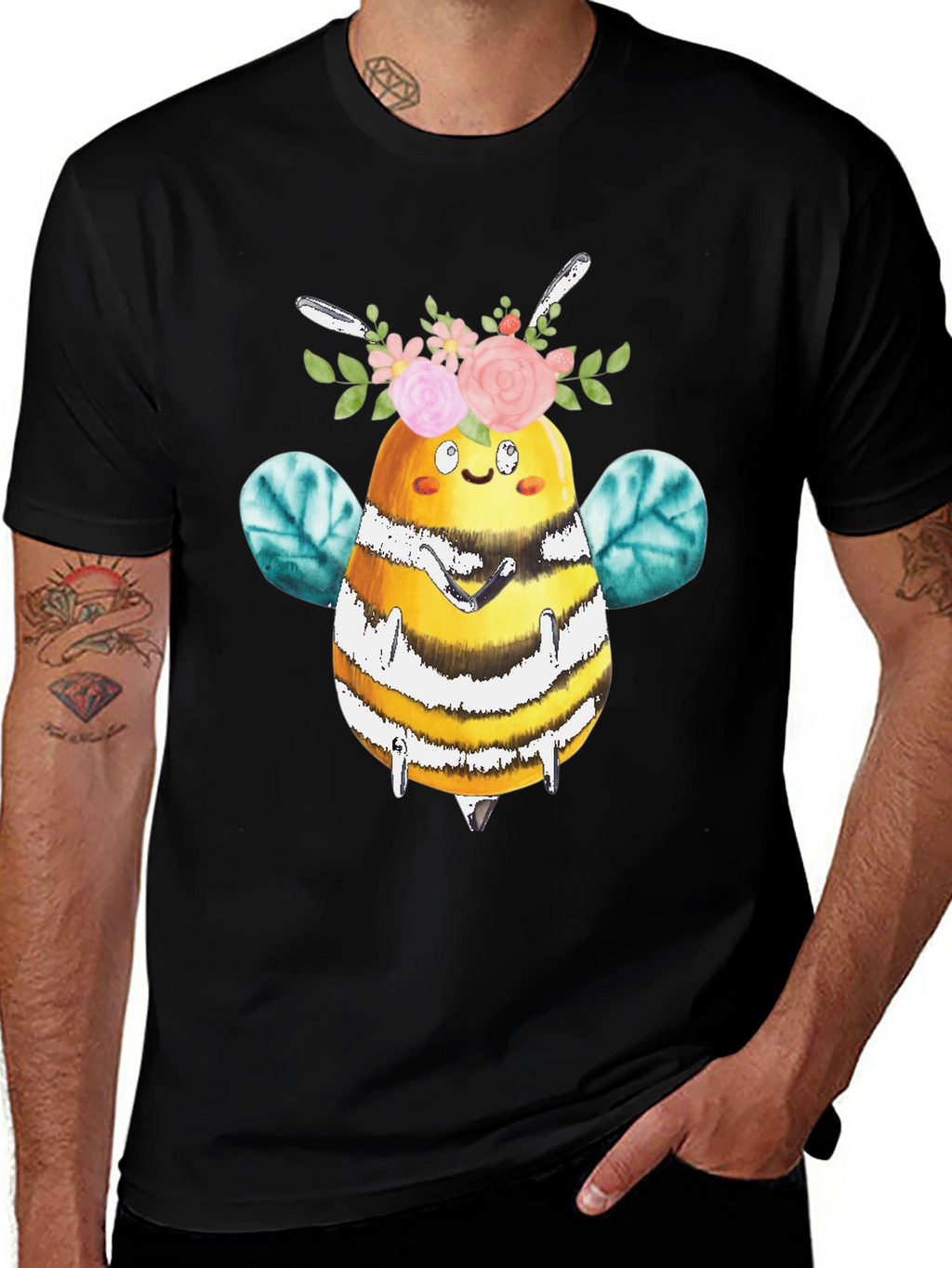 Cute Bee with Floral Crown T-Shirt
