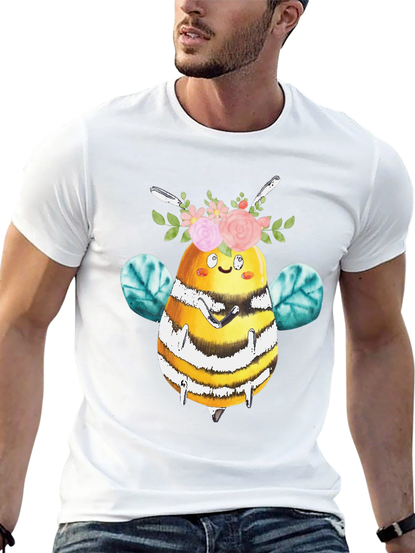 Cute Bee with Floral Crown T-Shirt