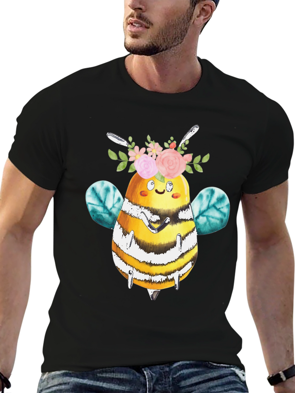 Cute Bee with Floral Crown T-Shirt