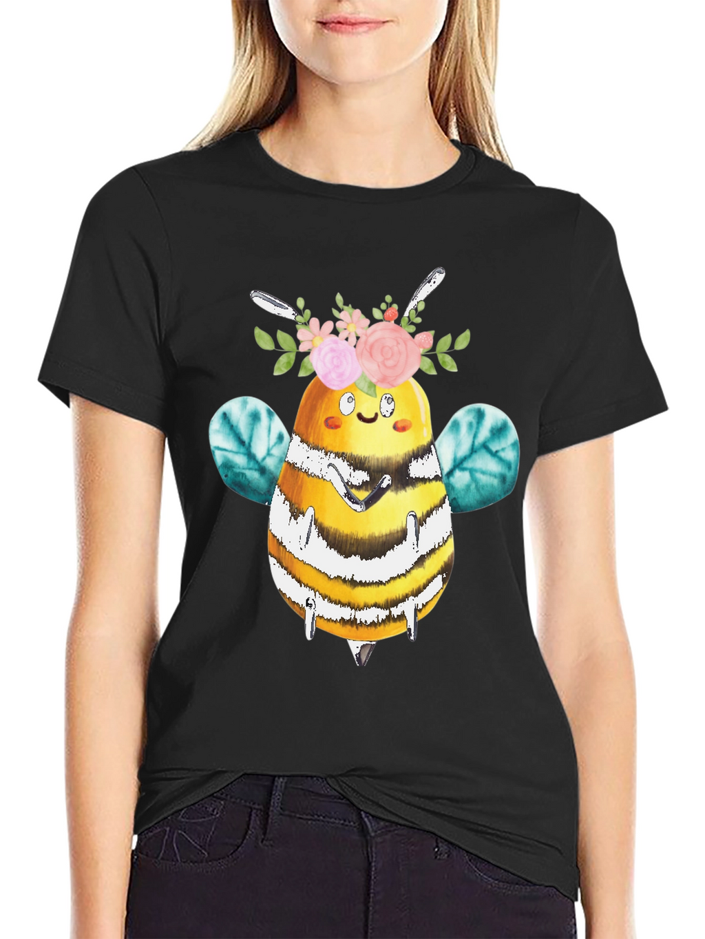 Cute Bee with Floral Crown T-Shirt