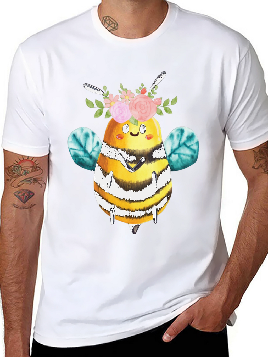 Cute Bee with Floral Crown T-Shirt