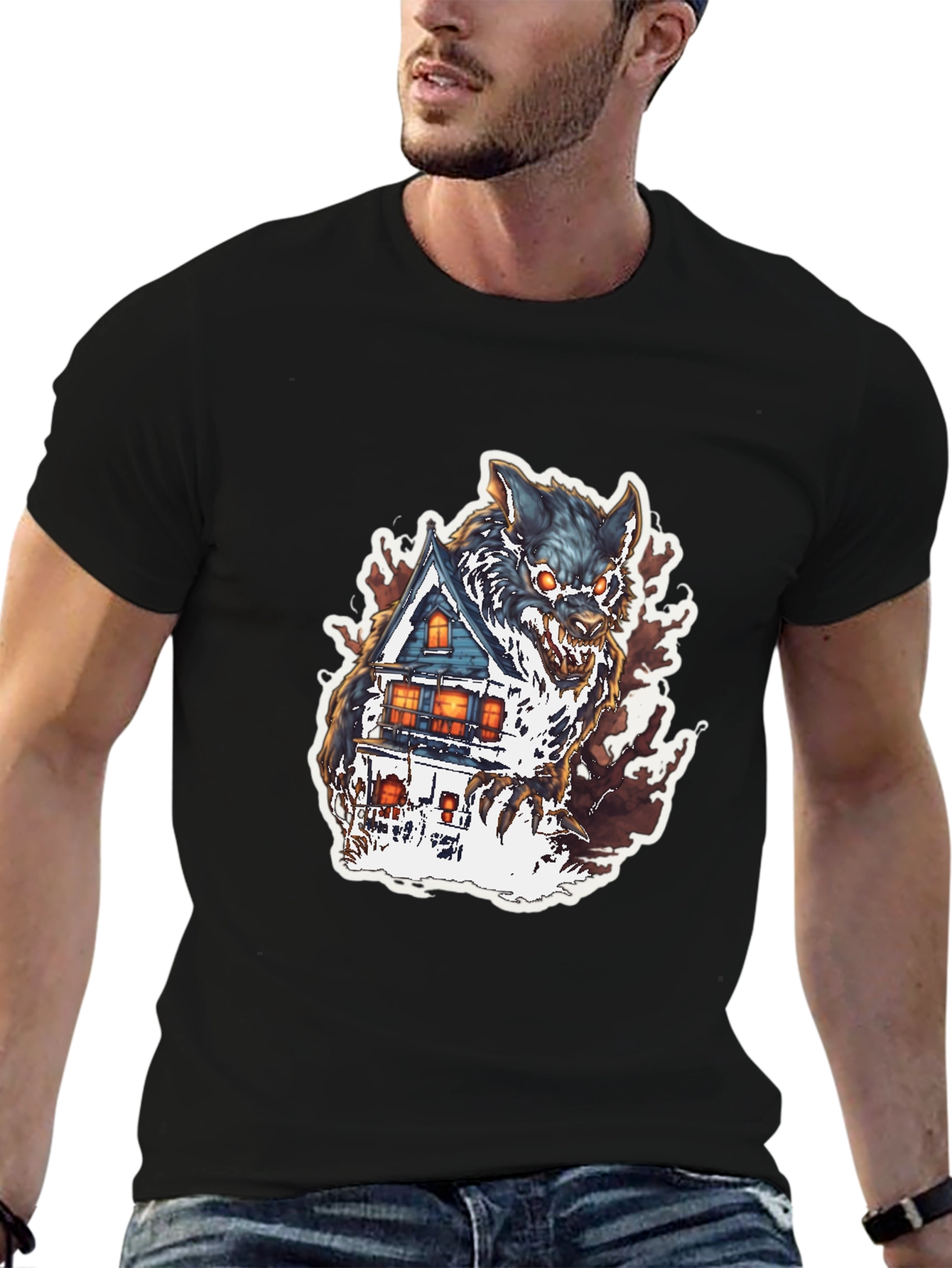 Wolf House Graphic Tee - Halloween Shirt