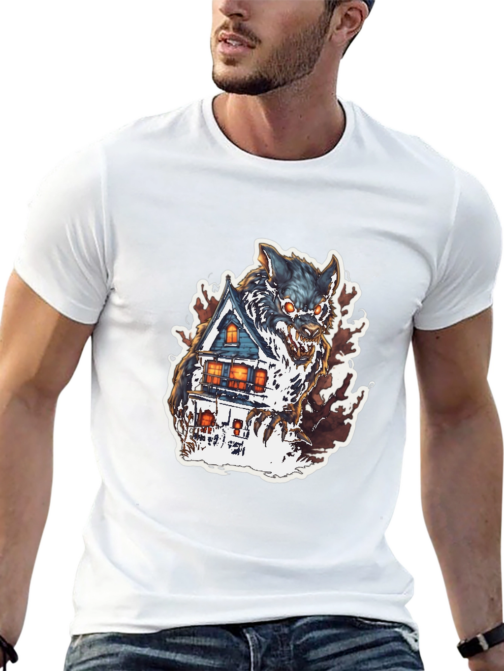 Wolf House Graphic Tee - Halloween Shirt