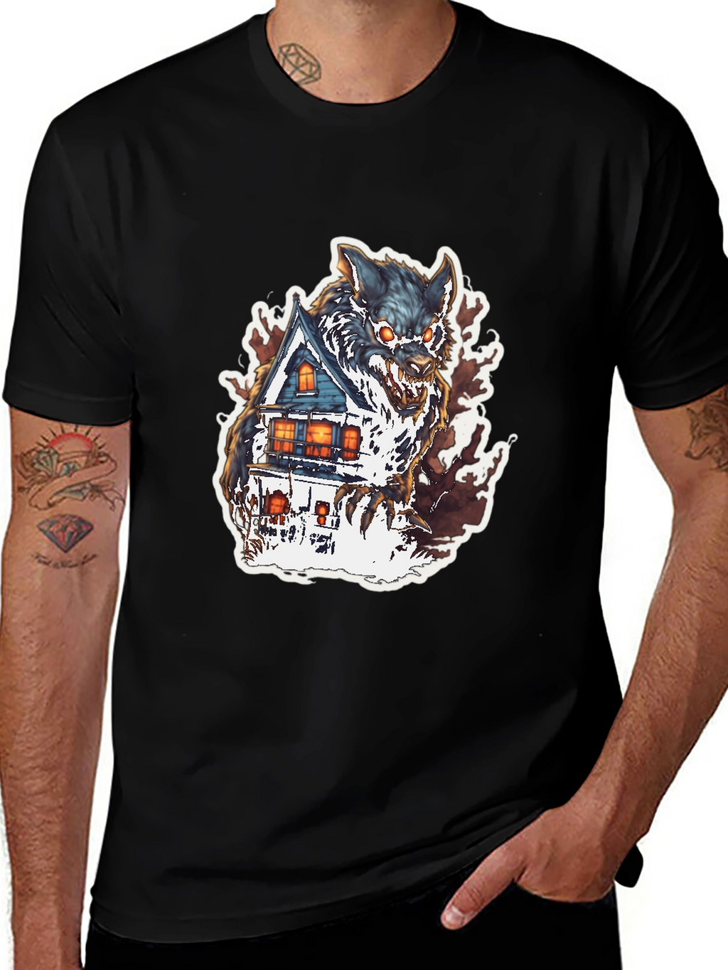 Wolf House Graphic Tee - Halloween Shirt