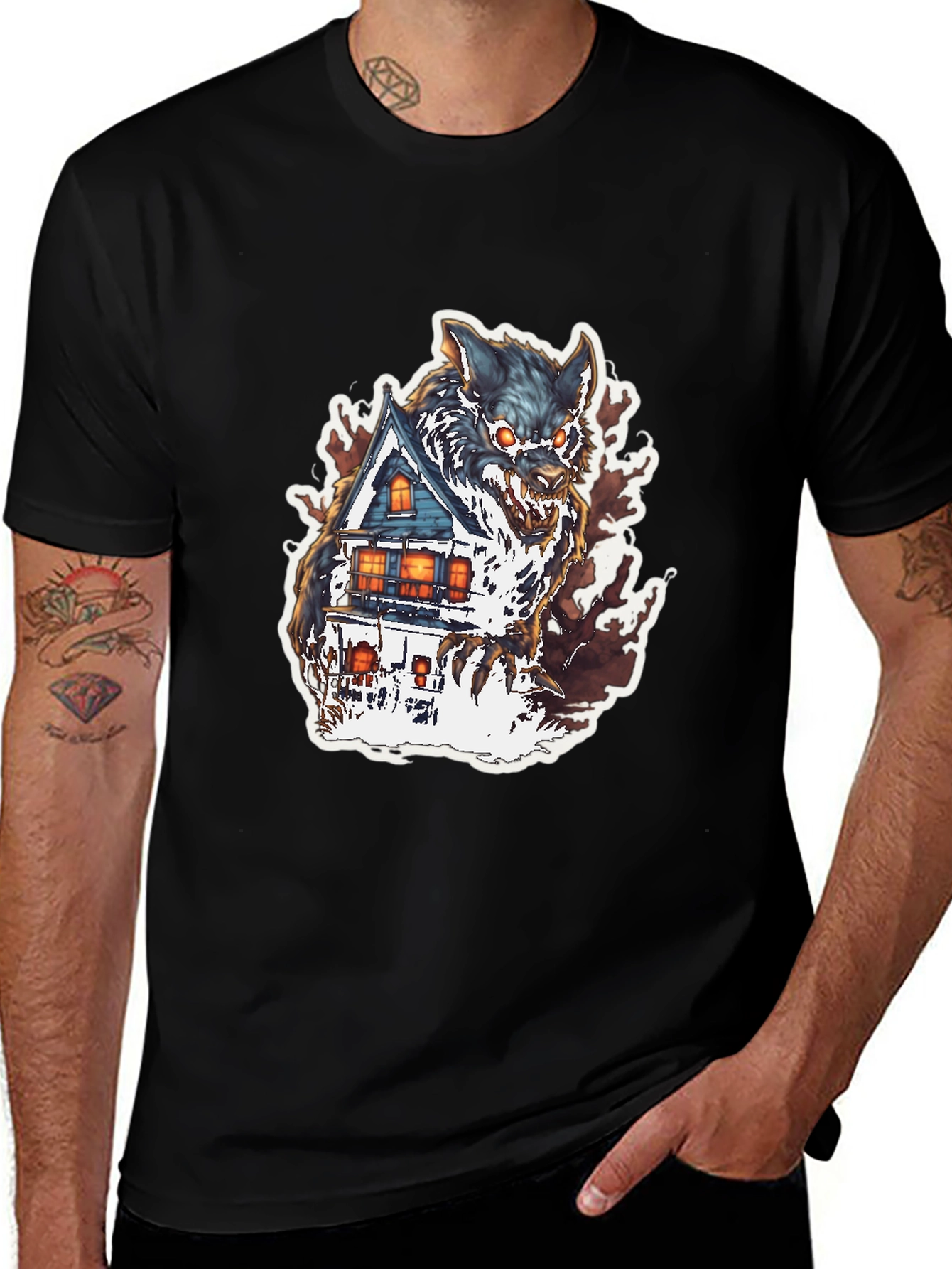 Wolf House Graphic Tee - Halloween Shirt