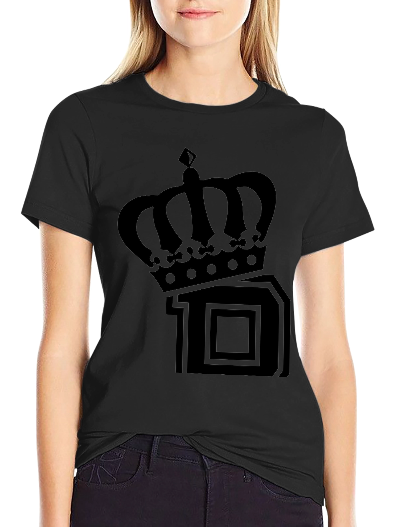 Crown 10 Graphic Print Black T-Shirt