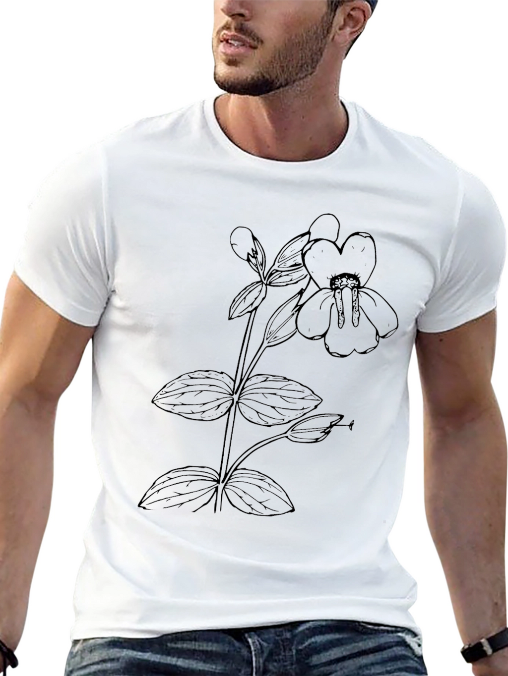 Botanical Print Tee - Minimalist Flower Design