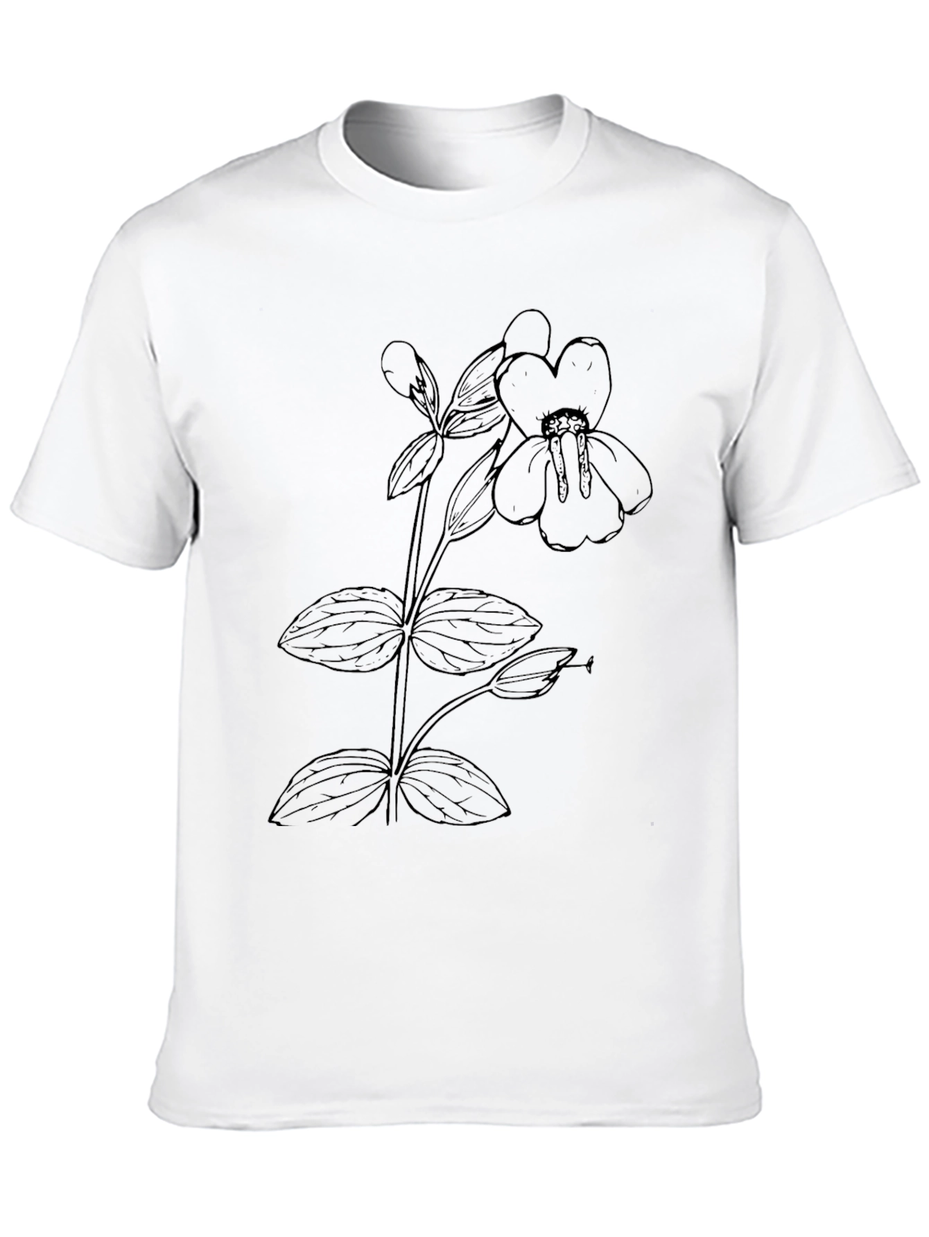 Botanical Print Tee - Minimalist Flower Design