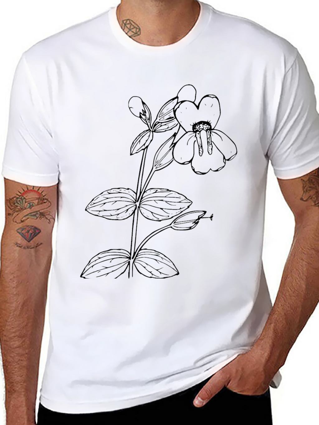Botanical Print Tee - Minimalist Flower Design