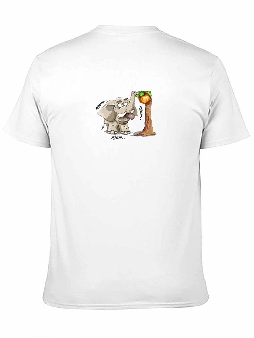 Elephant Cartoon Print Black T-Shirt