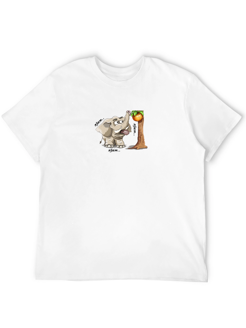 Elephant Cartoon Print Black T-Shirt