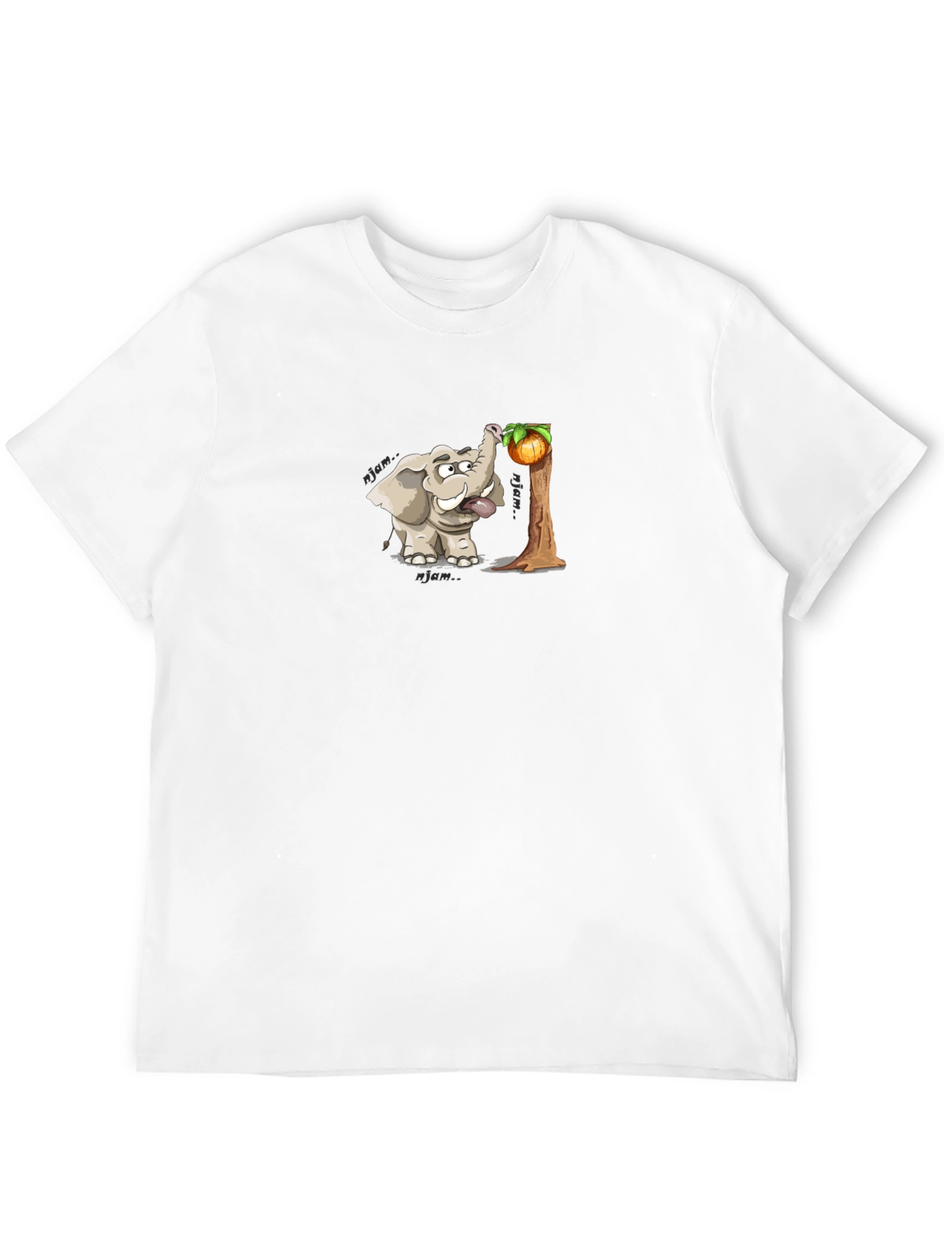 Elephant Cartoon Print Black T-Shirt