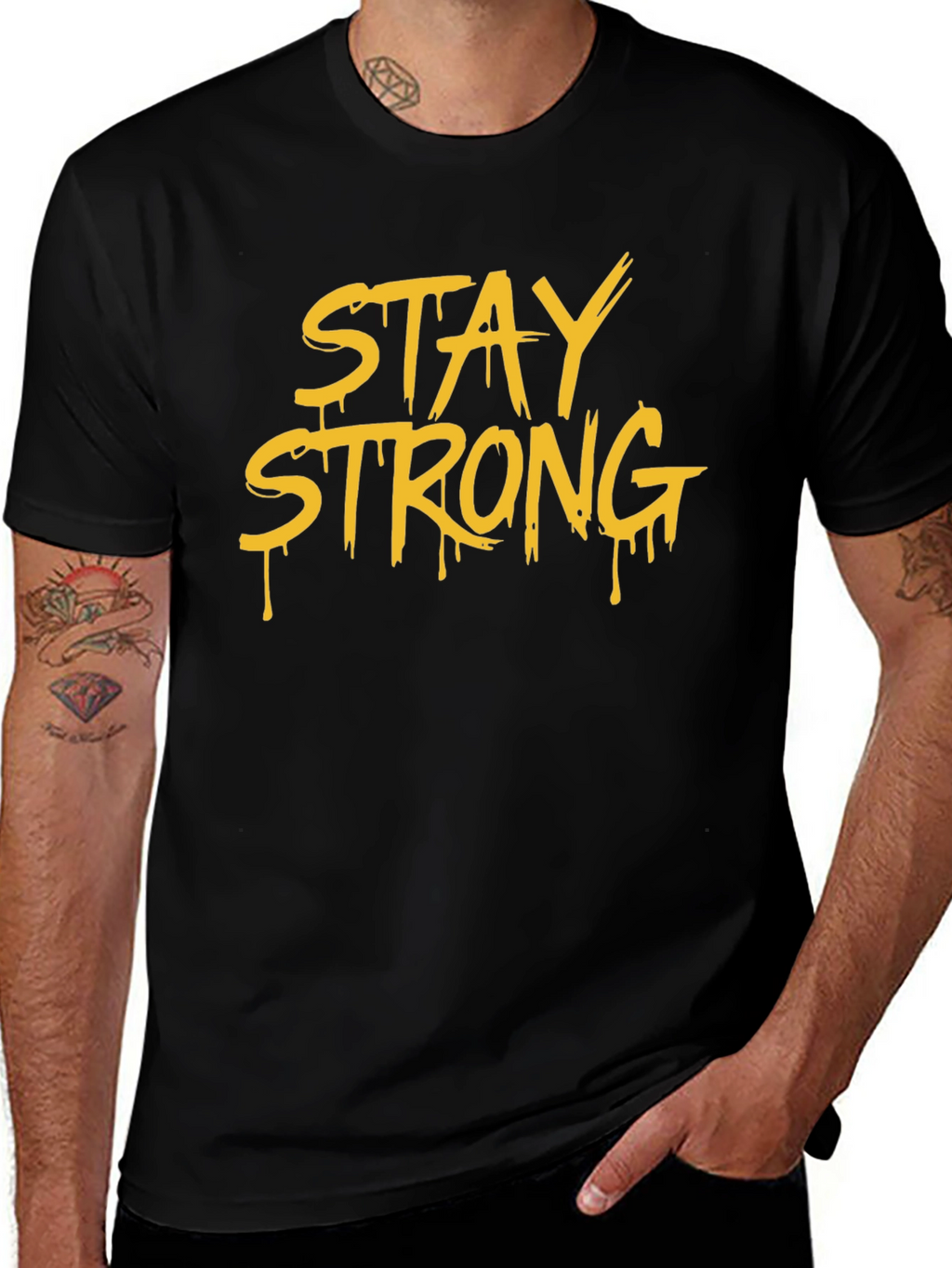Stay Strong Graphic T-Shirt - Black Cotton Tee