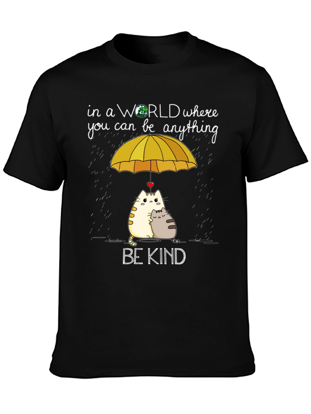 Be Kind Cats Under Umbrella Graphic Tee