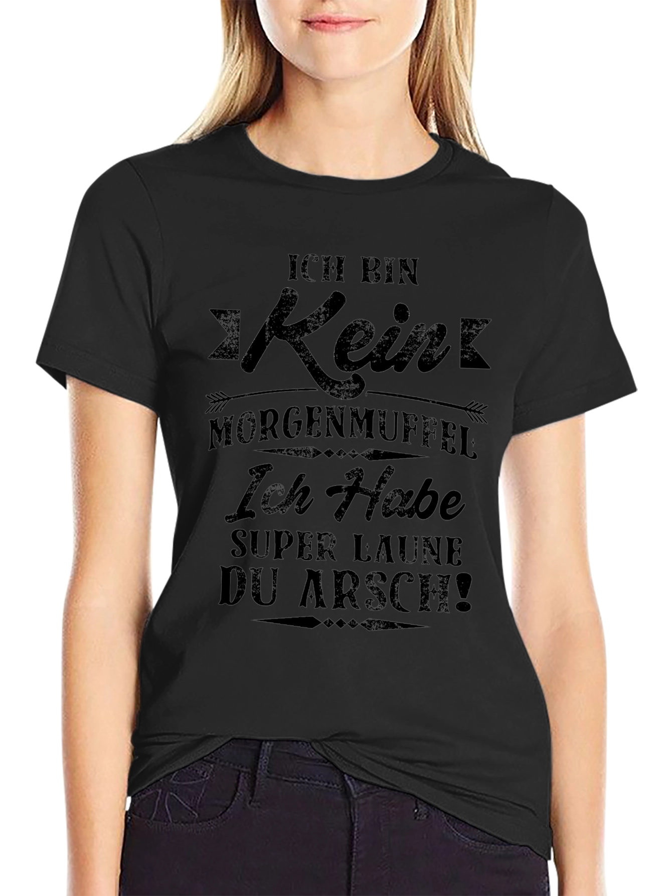 Ich Bin Kein Morgenmuffel Black Graphic T-Shirt