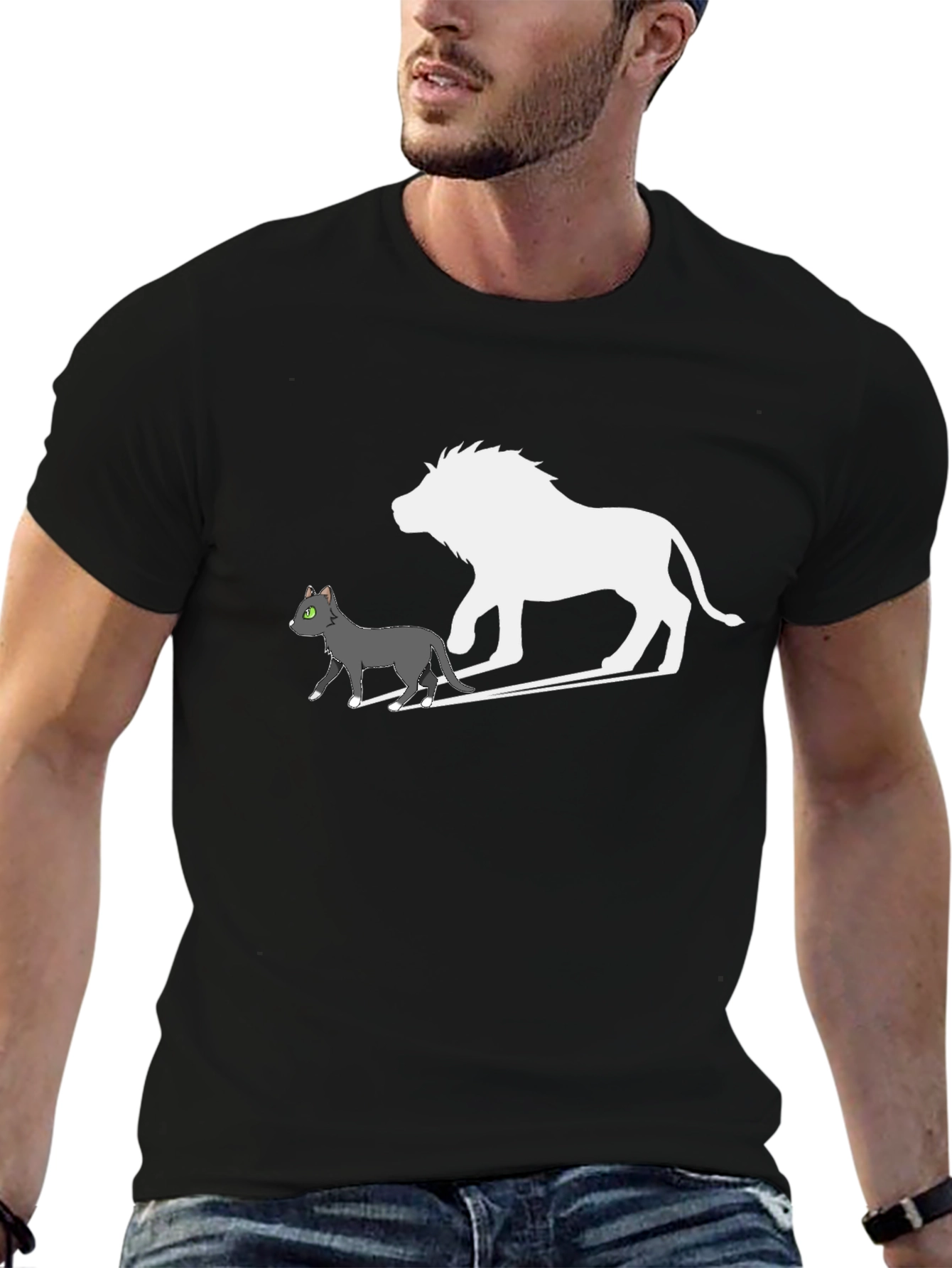 Cat & Lion Silhouette Graphic Tee