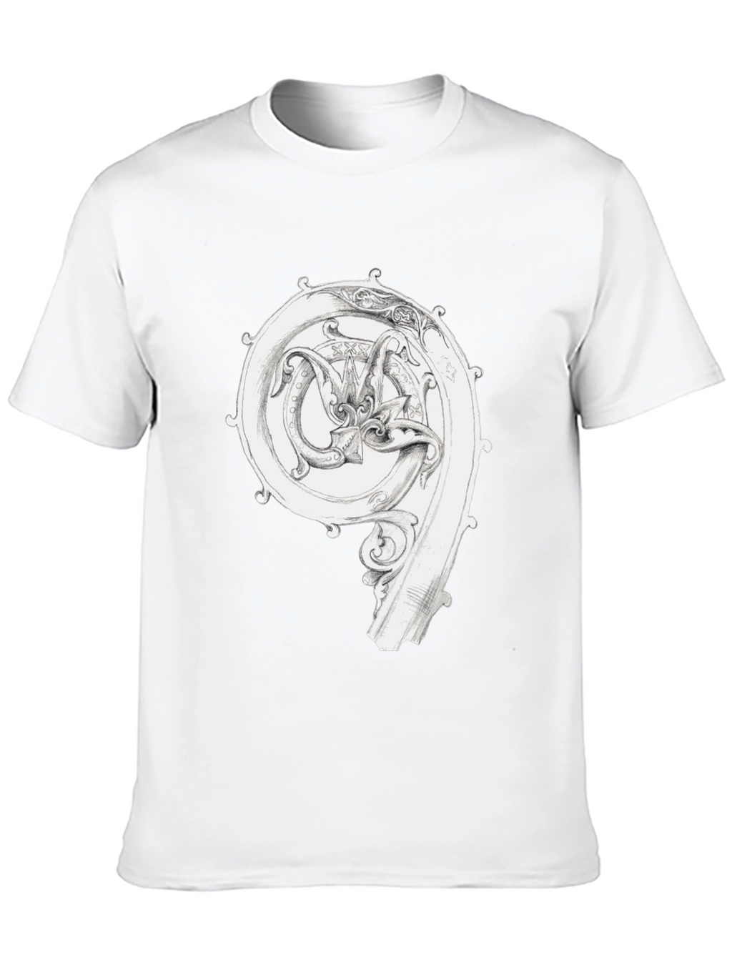 Ornate Initial T-Shirt - Unique Graphic Tee