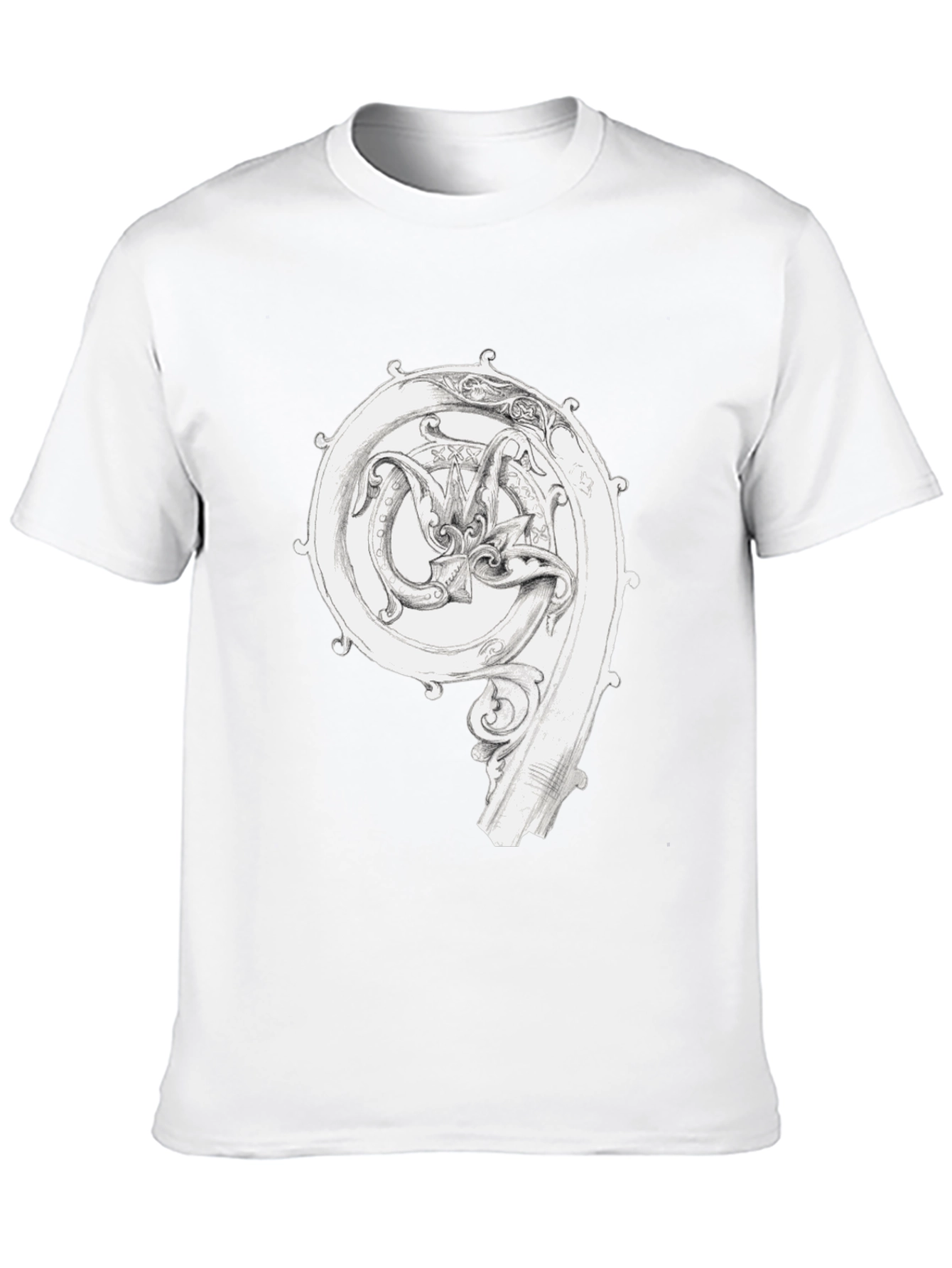 Ornate Initial T-Shirt - Unique Graphic Tee