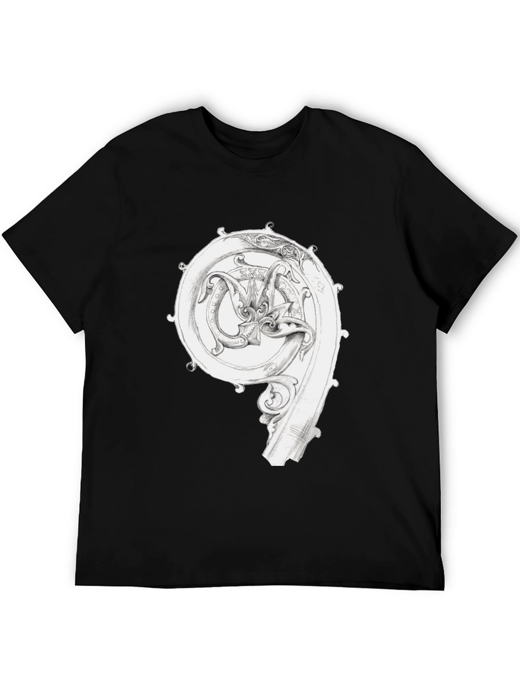 Ornate Initial T-Shirt - Unique Graphic Tee