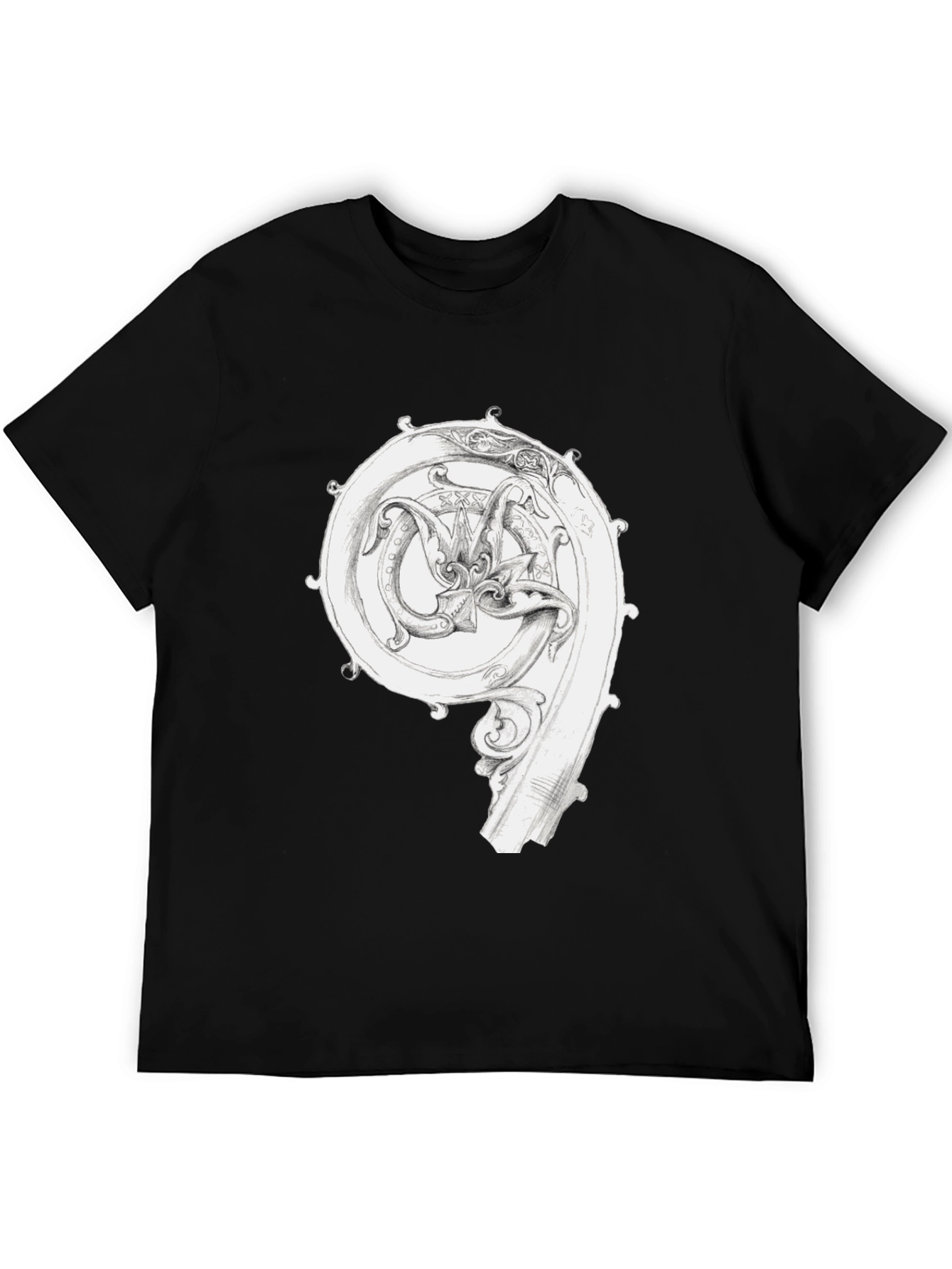 Ornate Initial T-Shirt - Unique Graphic Tee