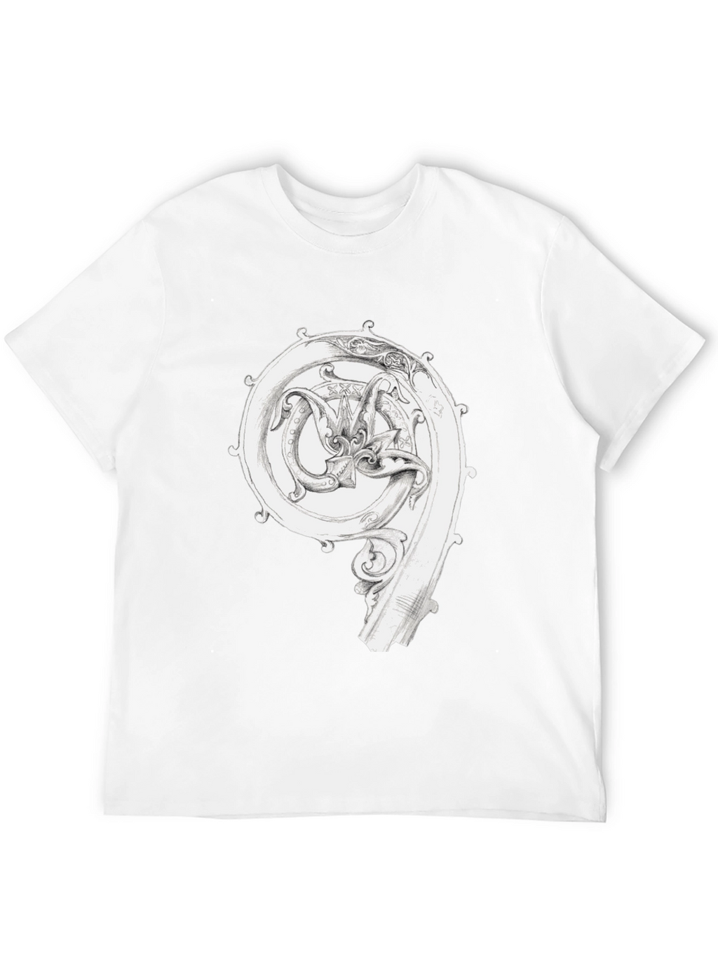 Ornate Initial T-Shirt - Unique Graphic Tee