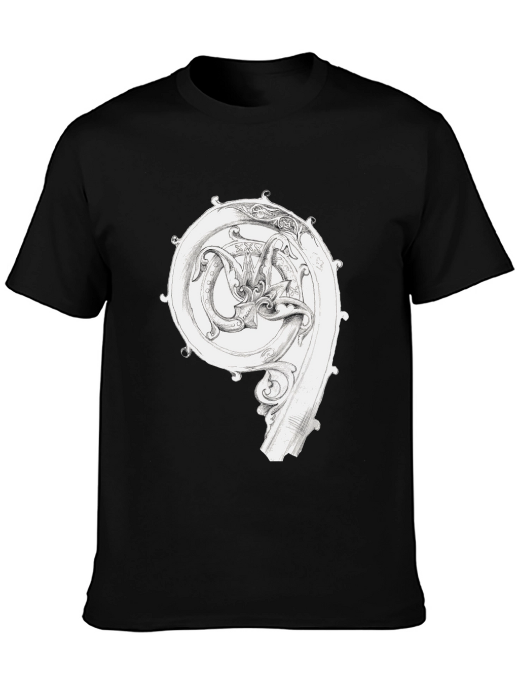 Ornate Initial T-Shirt - Unique Graphic Tee
