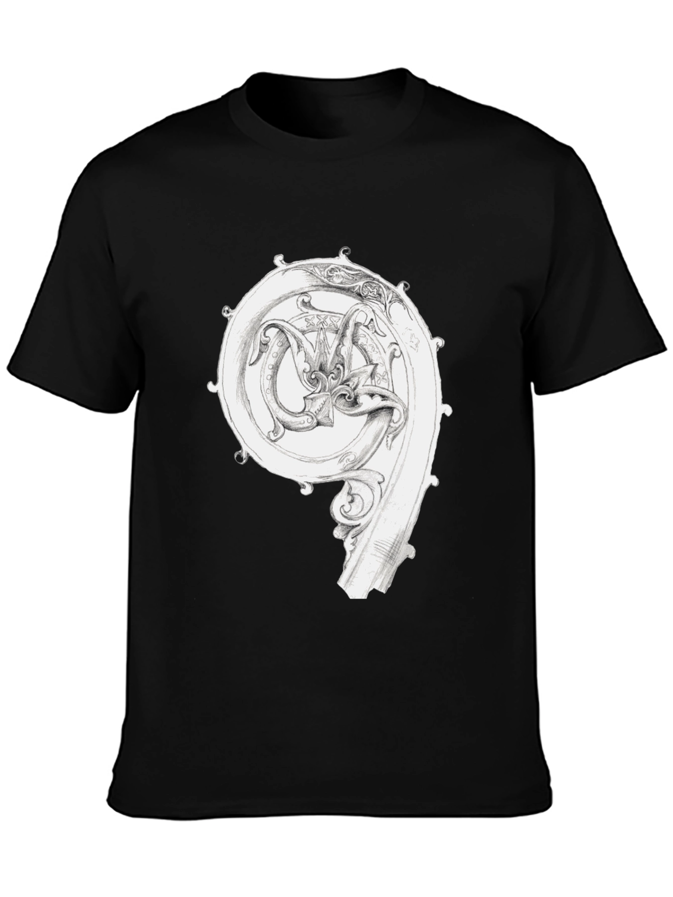 Ornate Initial T-Shirt - Unique Graphic Tee