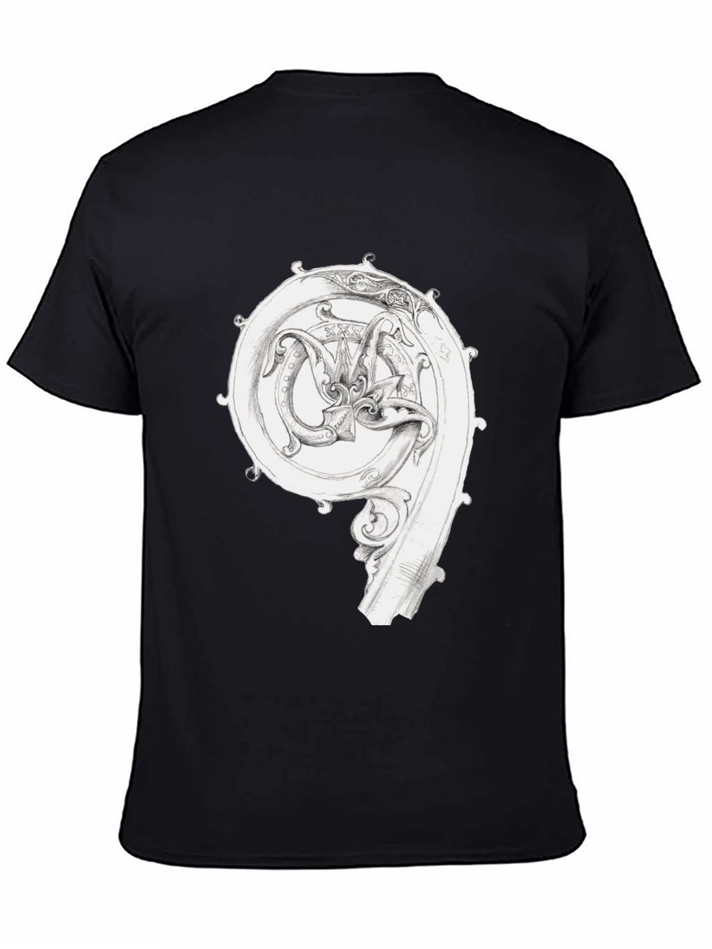 Ornate Initial T-Shirt - Unique Graphic Tee