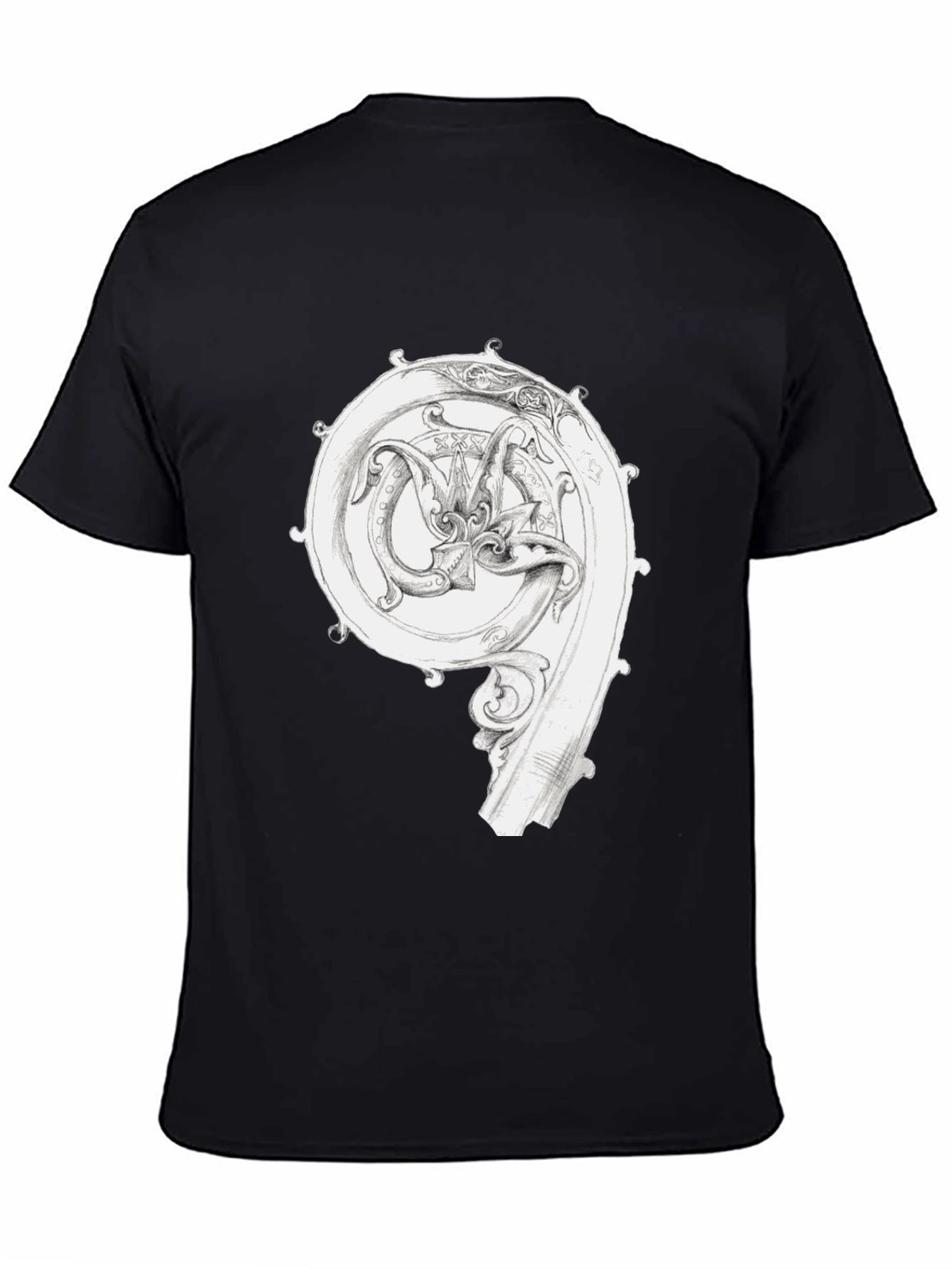 Ornate Initial T-Shirt - Unique Graphic Tee
