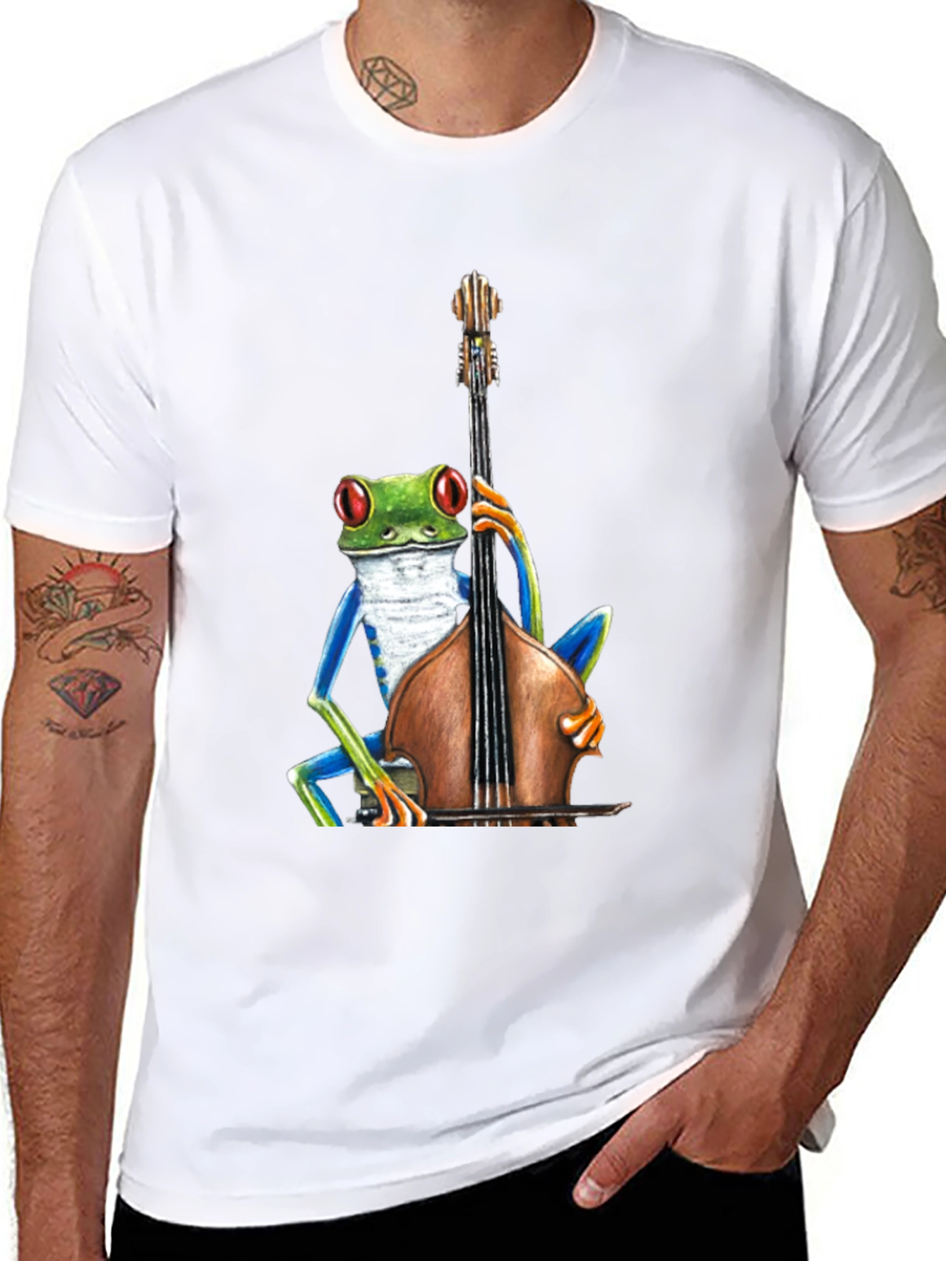 Frog Playing Bass T-Shirt - Cool Musician Tee