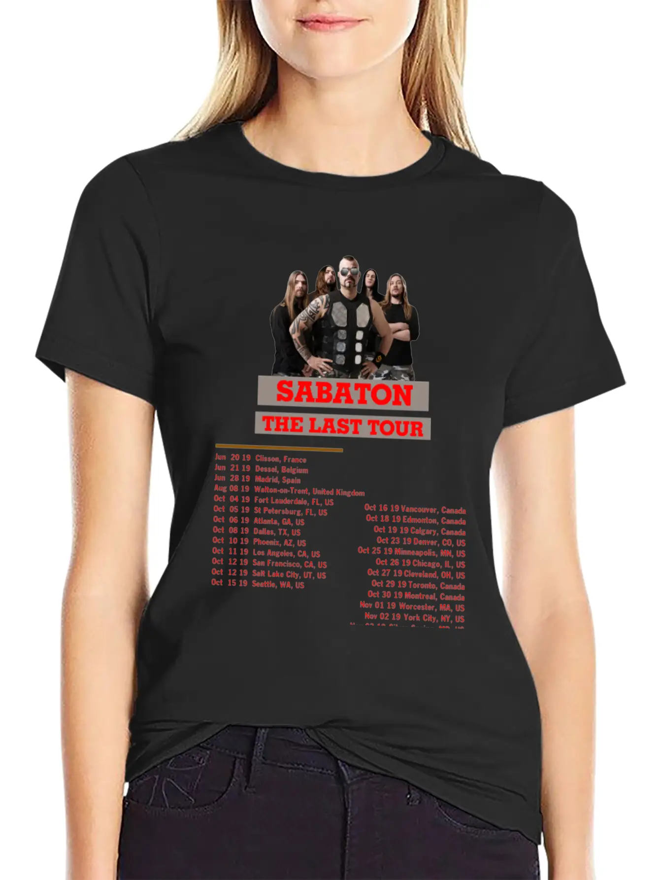 SABATON TOUR 2019 BACK Breathable Soft Cotton T-Shirt – Timeless Casual Look