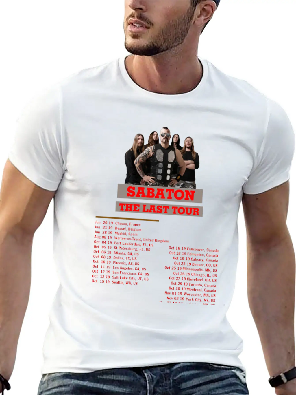 SABATON TOUR 2019 BACK Breathable Soft Cotton T-Shirt – Timeless Casual Look