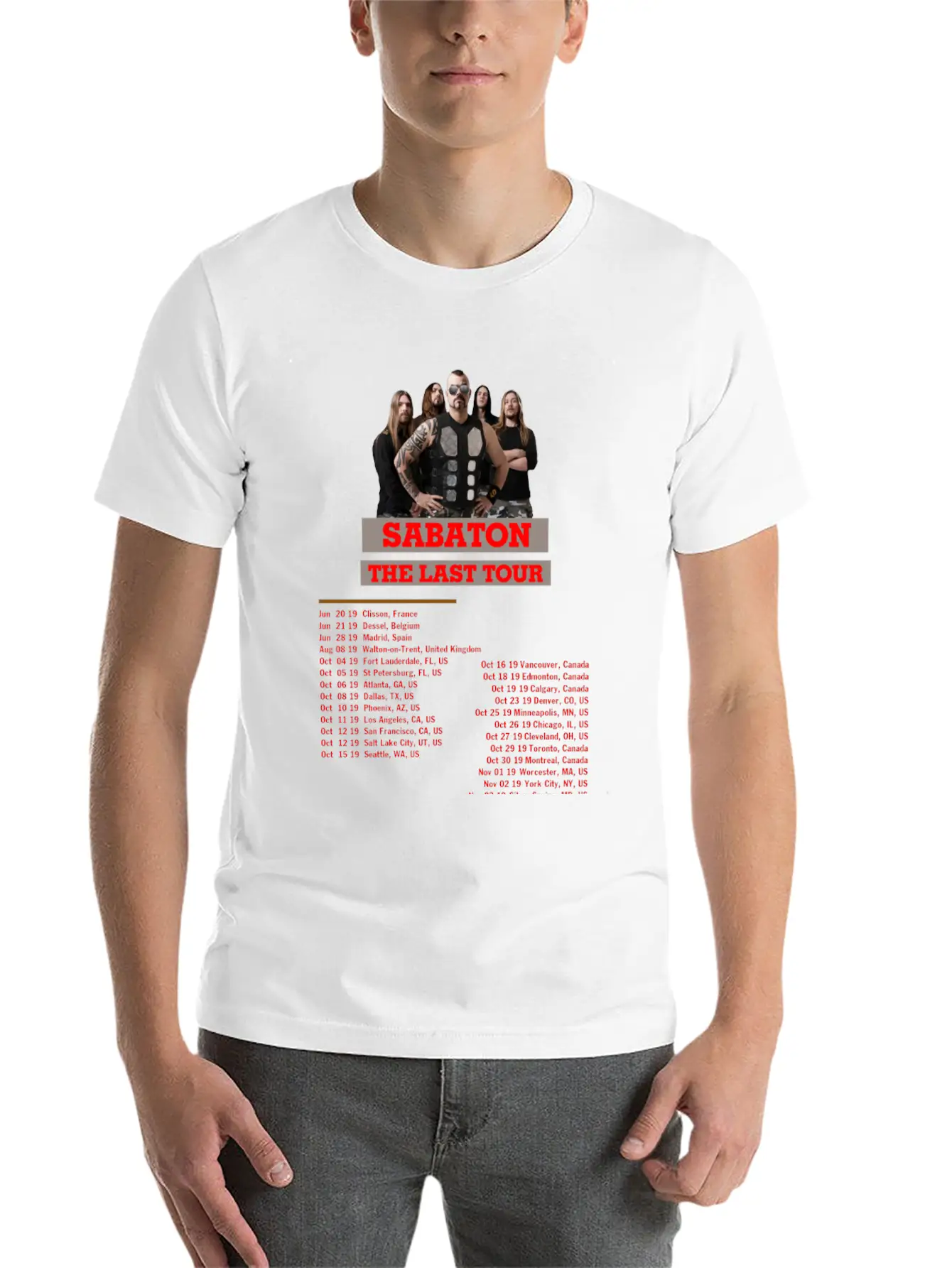 SABATON TOUR 2019 BACK Breathable Soft Cotton T-Shirt – Timeless Casual Look