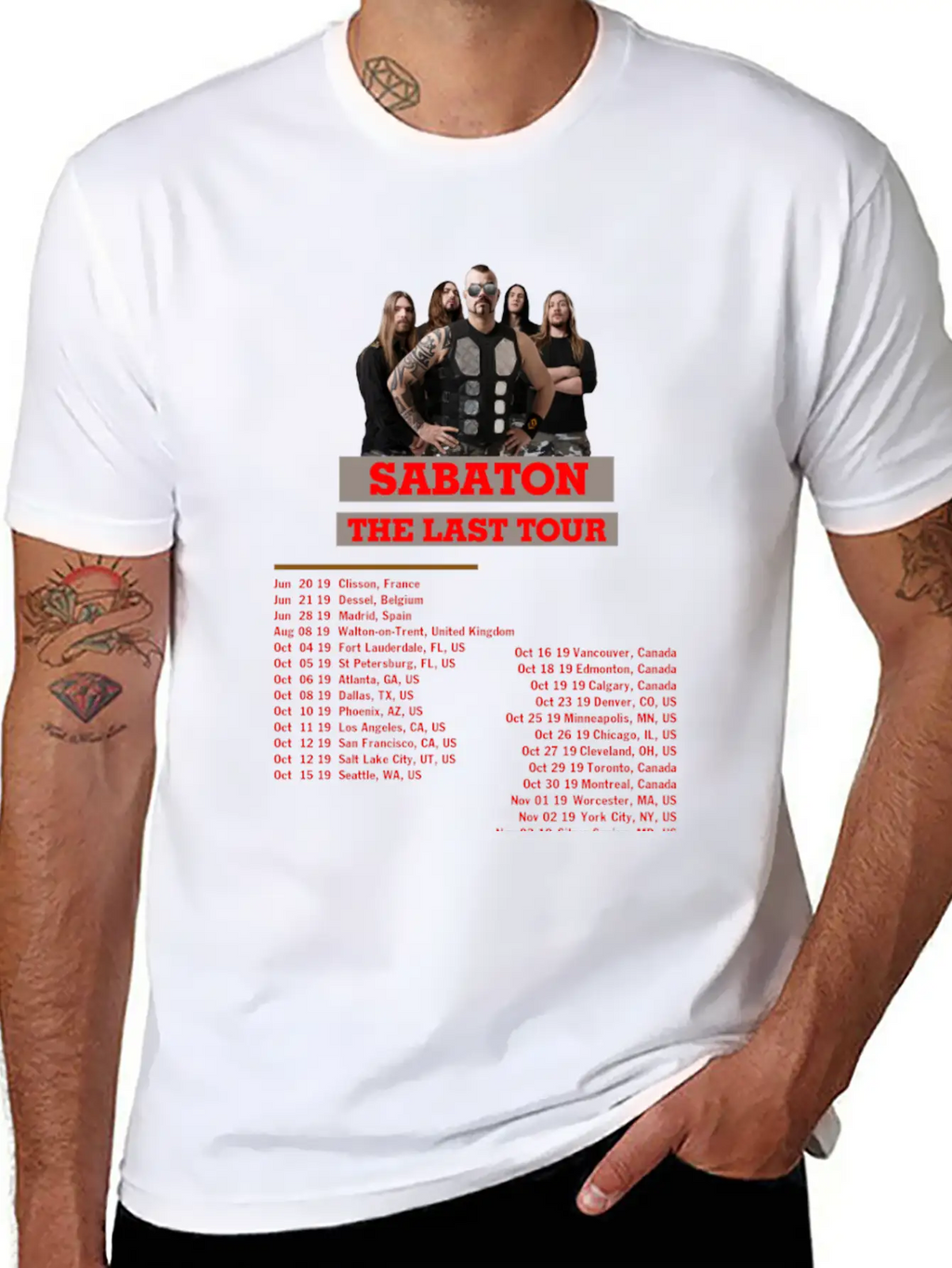 SABATON TOUR 2019 BACK Breathable Soft Cotton T-Shirt – Timeless Casual Look