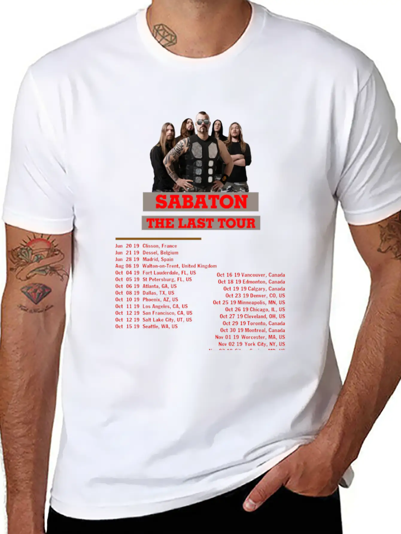 SABATON TOUR 2019 BACK Breathable Soft Cotton T-Shirt – Timeless Casual Look