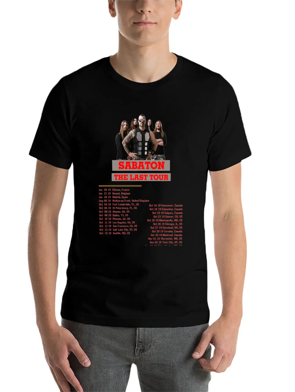 SABATON TOUR 2019 BACK Breathable Soft Cotton T-Shirt – Timeless Casual Look
