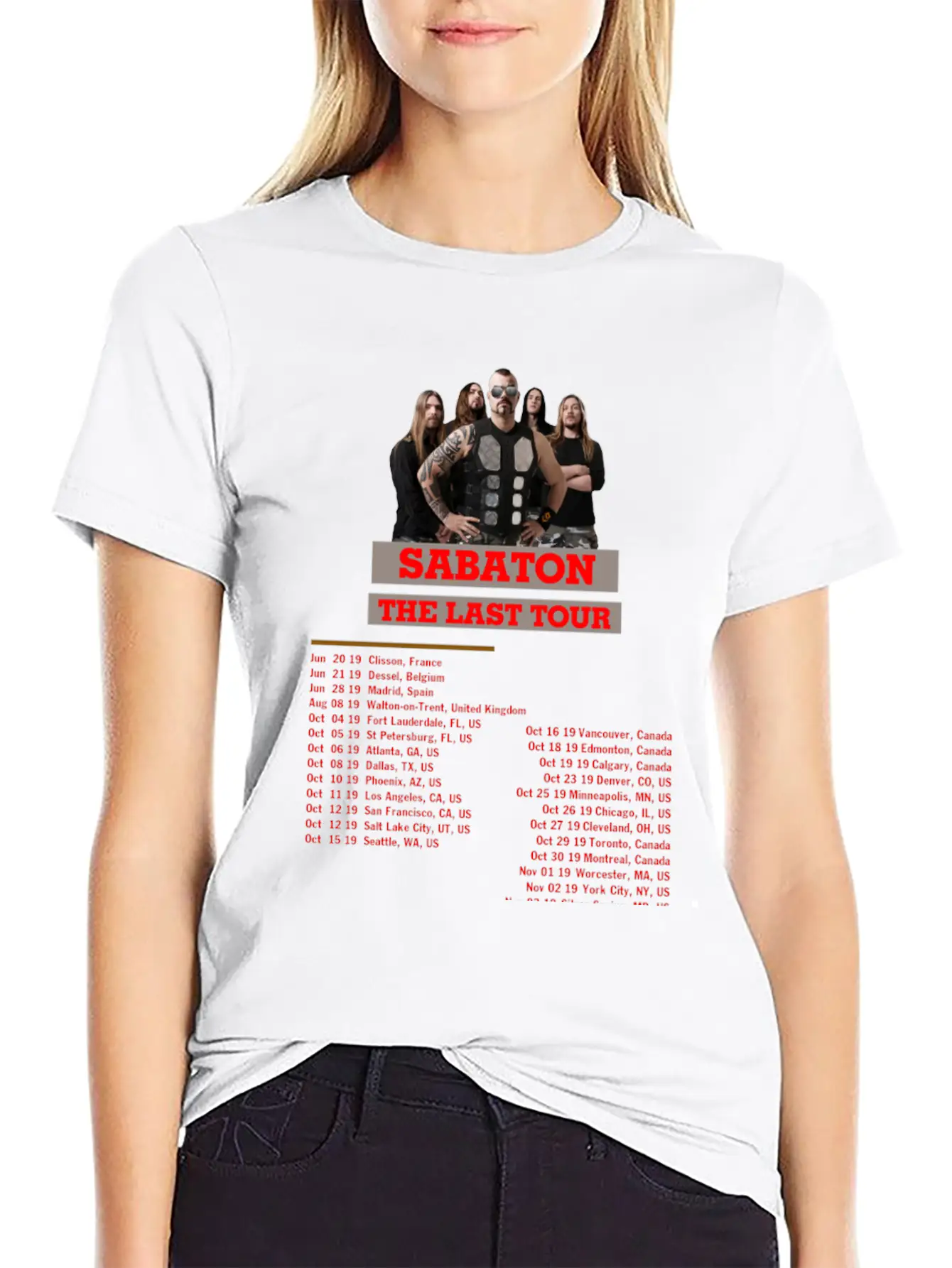 SABATON TOUR 2019 BACK Breathable Soft Cotton T-Shirt – Timeless Casual Look
