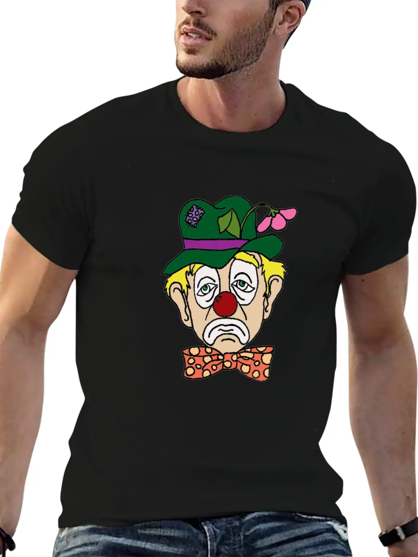 Sad Clown Face Stylish Everyday T-Shirt – Unisex Basic Cotton Tee