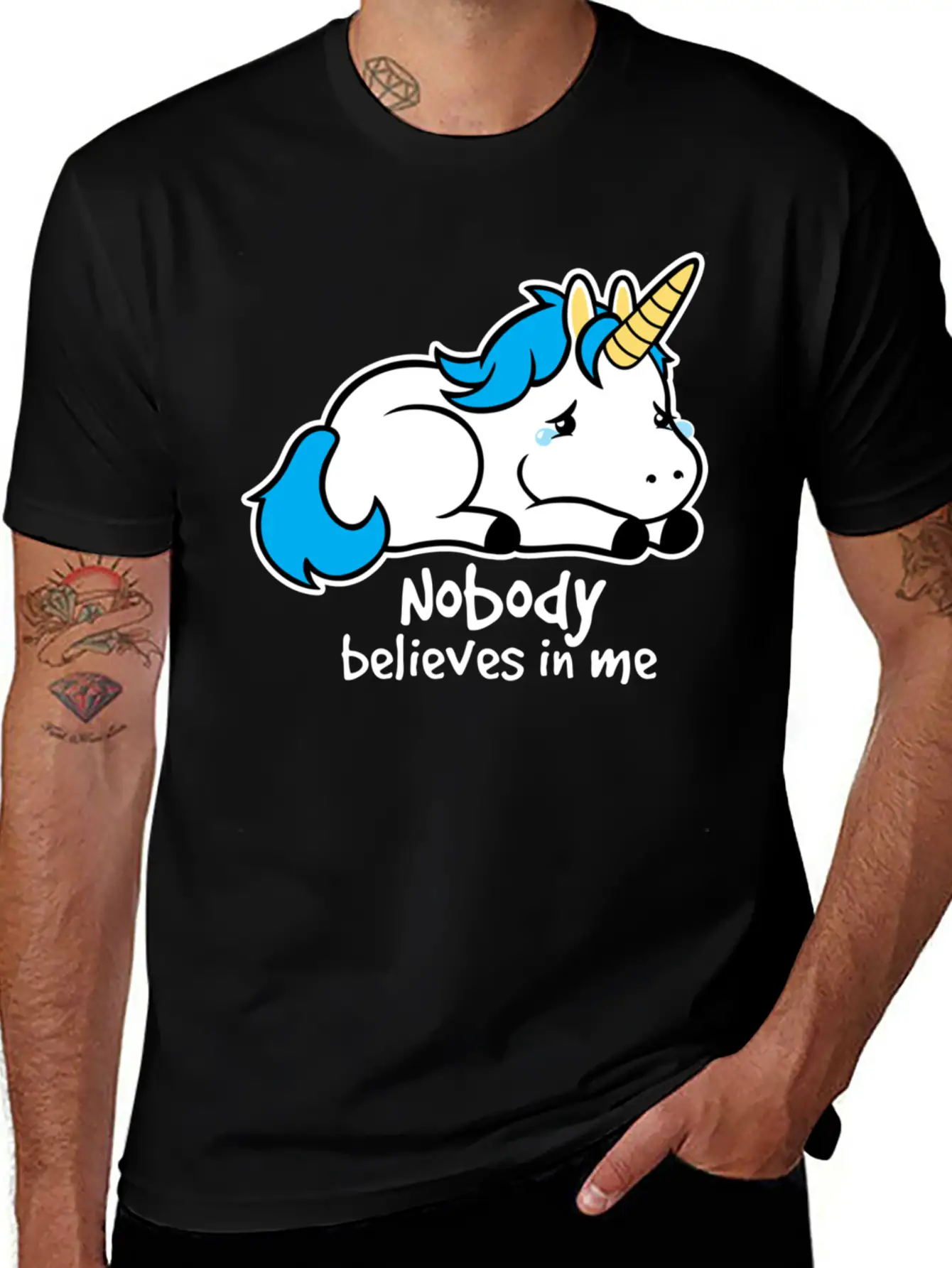 Sad Unicorn Casual Graphic T-Shirt – Simple And Comfortable Daily Wear