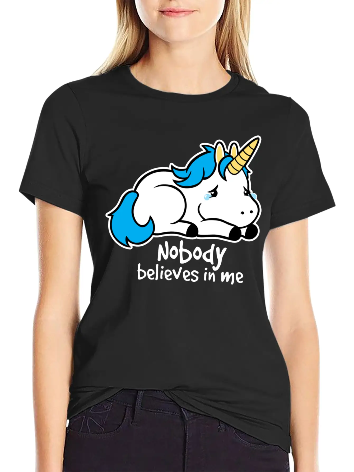 Sad Unicorn Casual Graphic T-Shirt – Simple And Comfortable Daily Wear